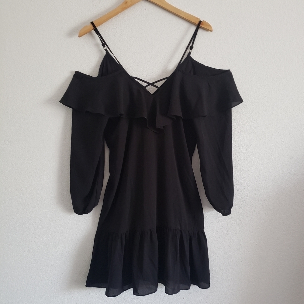 Gb black cold shoulder ruffle dress - Picture 7 of 7